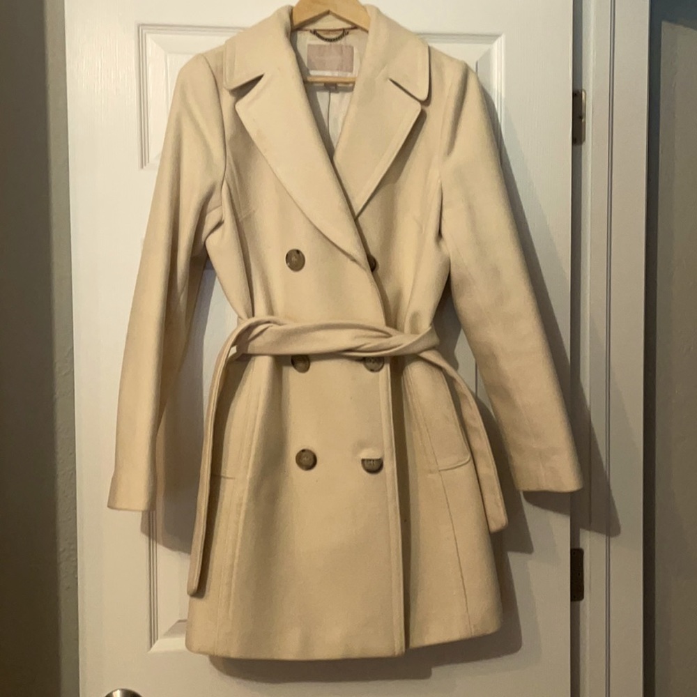 Cream wool trench